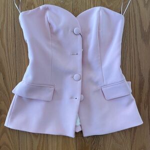 Zara light Pink Strapless Blazer Top
